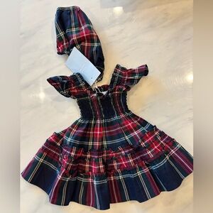 Hill House baby Ellie nap dress Holiday tartan 6-12 months NWT